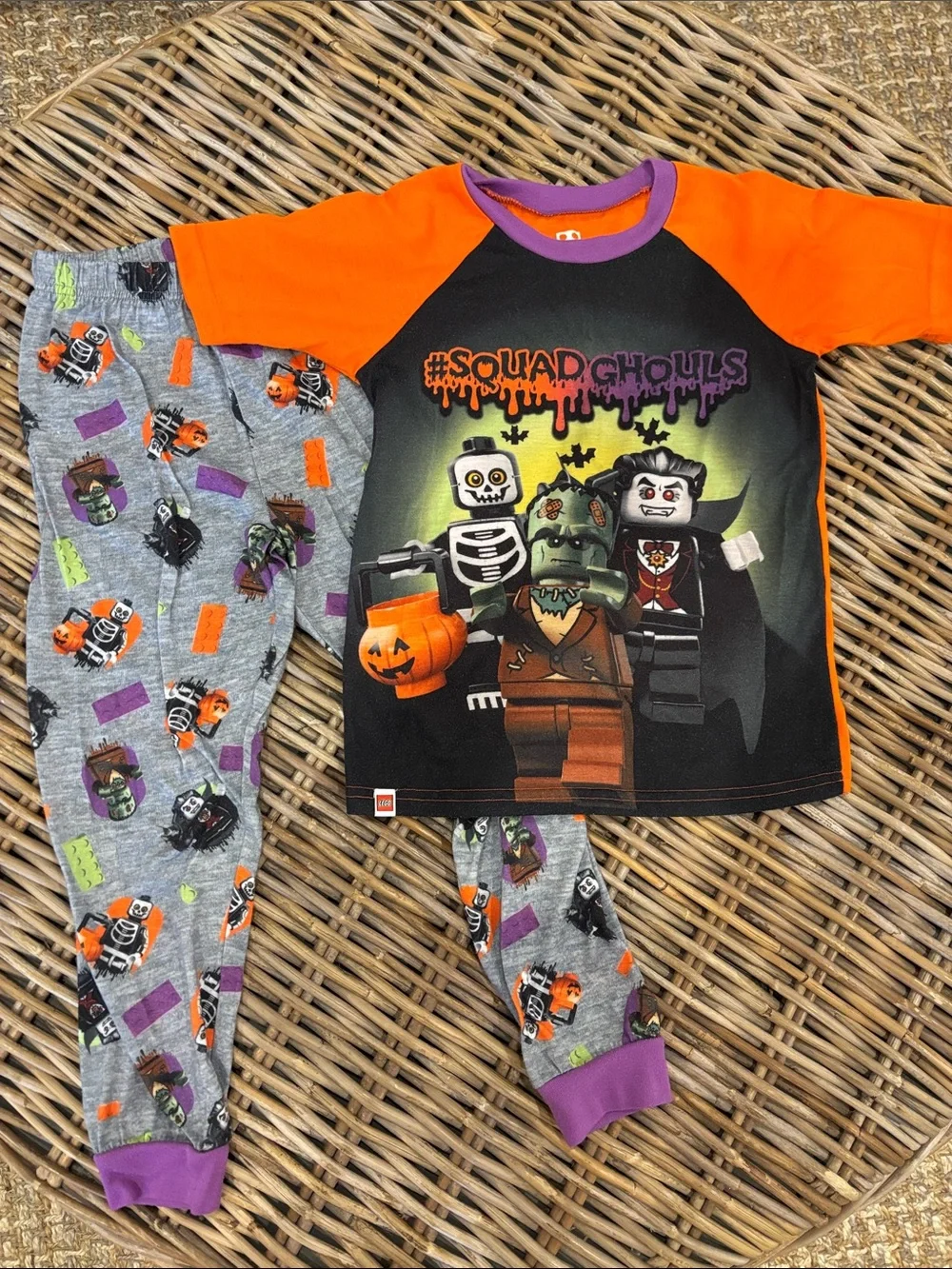 Lego Orange Black & Purple Squad Ghouls Halloween Pajama Set